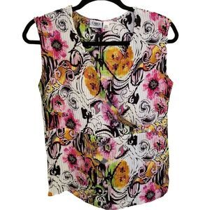 Cato V-Neck Partial Wrap Crinkle Stretch Sleeveless Top size 14/16